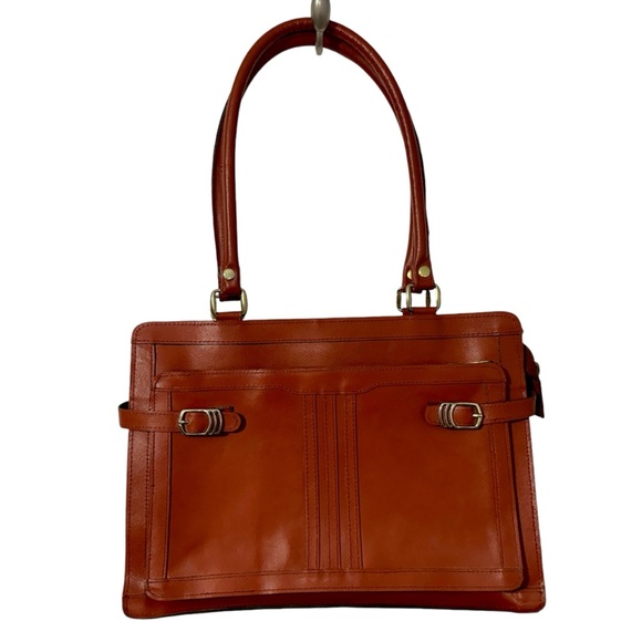 Vintage Handbags - Vintage Leather Bag ‘70s Reddish Brown Leather Satchel Shoulder Bag Burnt Sienna